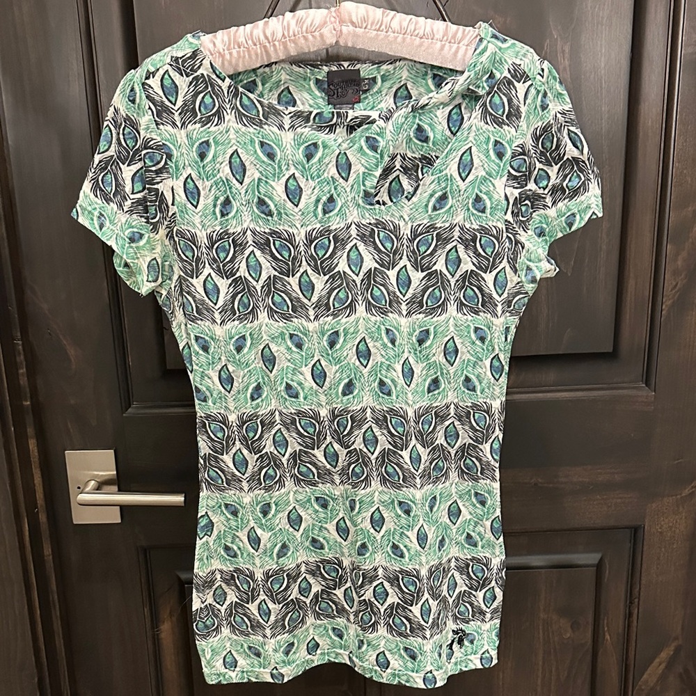 Peacock Patterned Short Sleeve Shirt